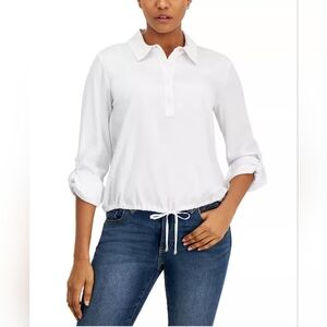 Tommy Hilfiger Drawstring-Hem Popover top Women's Size Large Nwot